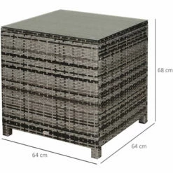 Outsunny Side Table Furniture Tempered Glass Garden Patio Wicker Mixed Grey 3 Outsunny Side Table Furniture Tempered Glass Garden Patio Wicker Mixed Grey -Outsunny store 17274382 2