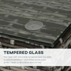 Outsunny Side Table Furniture Tempered Glass Garden Patio Wicker Mixed Grey 5 Outsunny Side Table Furniture Tempered Glass Garden Patio Wicker Mixed Grey -Outsunny store 17274382 4