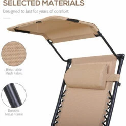 Outsunny Zero Gravity Chair Adjustable Patio Lounge W/ Cup Holder Beige -Outsunny store 17328413 5