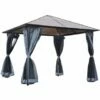 Outsunny 3 X 3(m) Polycarbonate Hardtop Gazebo With Aluminium Frame And Curtains -Outsunny store 17352841 1