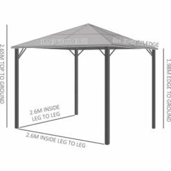 Outsunny 3 X 3(m) Polycarbonate Hardtop Gazebo With Aluminium Frame And Curtains -Outsunny store 17352841 2