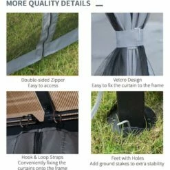 Outsunny 3 X 3(m) Polycarbonate Hardtop Gazebo With Aluminium Frame And Curtains -Outsunny store 17352841 5