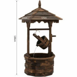 Alternative view of Outsunny Wood Garden Wishing Well Fountain Barrel Waterfall With Pump For Garden