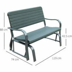 Outsunny Metal Garden Rocker Bench Rocking Chair Loveseat Outdoor 2-Seater 3 Outsunny Metal Garden Rocker Bench Rocking Chair Loveseat Outdoor 2-Seater -Outsunny store 17619568 2