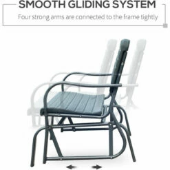 Outsunny Metal Garden Rocker Bench Rocking Chair Loveseat Outdoor 2-Seater 5 Outsunny Metal Garden Rocker Bench Rocking Chair Loveseat Outdoor 2-Seater -Outsunny store 17619568 4