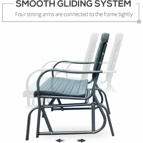 Outsunny Metal Garden Rocker Bench Rocking Chair Loveseat Outdoor 2-Seater Outsunny Metal Garden Rocker Bench Rocking Chair Loveseat Outdoor 2-Seater -Outsunny store 17619568 4