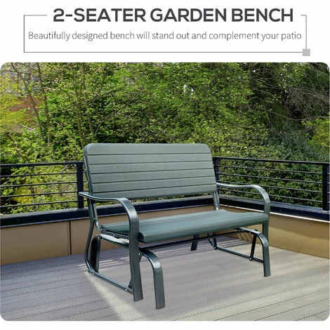 Outsunny Metal Garden Rocker Bench Rocking Chair Loveseat Outdoor 2-Seater Outsunny Metal Garden Rocker Bench Rocking Chair Loveseat Outdoor 2-Seater -Outsunny store 17619568 5