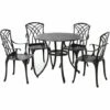 Outsunny 5 Pcs Aluminium Bistro Dining Set W/ Parasol Umbrella Hole Compact -Outsunny store 17619574 1