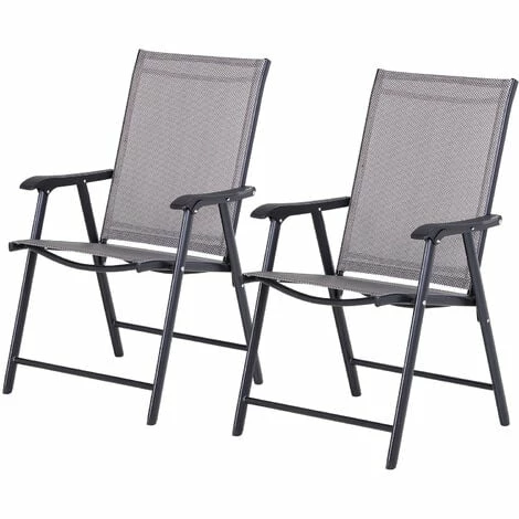 Outsunny 2-PCS Garden Armchairs Outdoor Patio Folding Modern Furniture Grey Outsunny 2-PCS Garden Armchairs Outdoor Patio Folding Modern Furniture Grey -Outsunny store 17619577 1