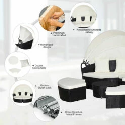 Outsunny 5 PCs Cushioned Outdoor Plastic Rattan Round Sofa Bed Table Set Black -Outsunny store 17619580 5