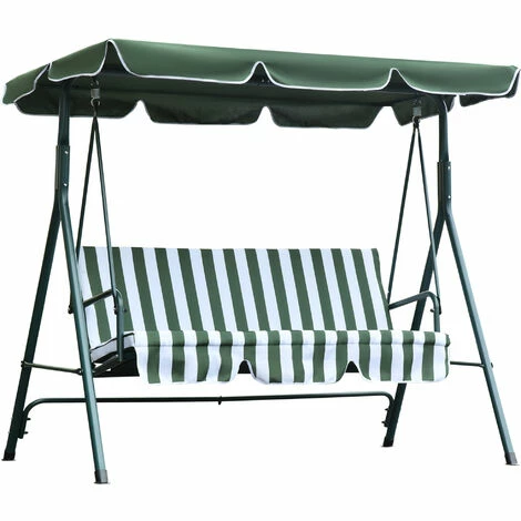 Outsunny Outdoor 3-person Metal Porch Swing Chair Bench Canopy Green Outsunny Outdoor 3-person Metal Porch Swing Chair Bench Canopy Green -Outsunny store 17810781 1