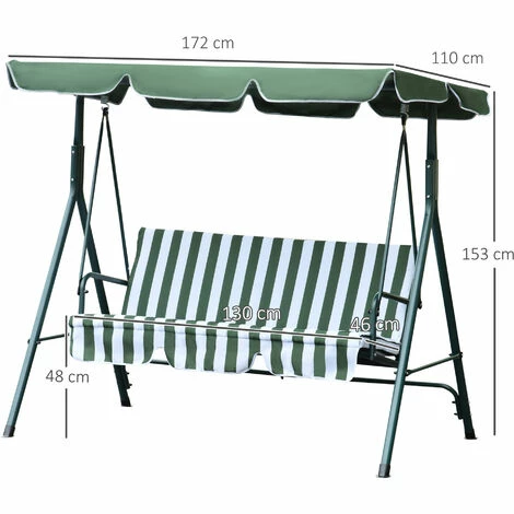 Outsunny Outdoor 3-person Metal Porch Swing Chair Bench Canopy Green Outsunny Outdoor 3-person Metal Porch Swing Chair Bench Canopy Green -Outsunny store 17810781 2