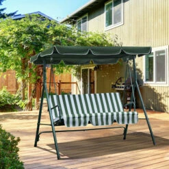 Outsunny Outdoor 3-person Metal Porch Swing Chair Bench Canopy Green 4 Outsunny Outdoor 3-person Metal Porch Swing Chair Bench Canopy Green -Outsunny store 17810781 3