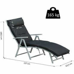 Outsunny Sun Lounger Recliner Foldable Padded Seat Adjustable Texteline Black 3 Outsunny Sun Lounger Recliner Foldable Padded Seat Adjustable Texteline Black -Outsunny store 17810789 2