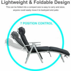 Outsunny Sun Lounger Recliner Foldable Padded Seat Adjustable Texteline Black 6 Outsunny Sun Lounger Recliner Foldable Padded Seat Adjustable Texteline Black -Outsunny store 17810789 5