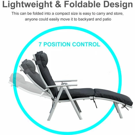 Outsunny Sun Lounger Recliner Foldable Padded Seat Adjustable Texteline Black Outsunny Sun Lounger Recliner Foldable Padded Seat Adjustable Texteline Black -Outsunny store 17810789 5