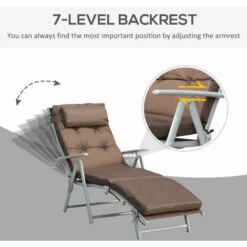 Outsunny Sun Lounger Recliner Foldable Padded Seat Adjustable Texteline Brown 10 Outsunny Sun Lounger Recliner Foldable Padded Seat Adjustable Texteline Brown -Outsunny store 17810790 4