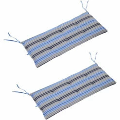 Outsunny 2 PCS Patio Bench Swing Chairs Garden Chairs Cushion Mat Strips Blue