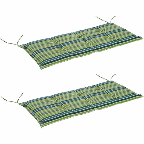 Outsunny 2 PCS Patio Bench Swing Chairs Garden Chairs Cushion Mat Stripes Green 3 Outsunny 2 PCS Patio Bench Swing Chairs Garden Chairs Cushion Mat Stripes Green