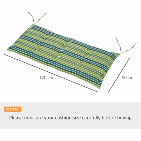 Outsunny 2 PCS Patio Bench Swing Chairs Garden Chairs Cushion Mat Stripes Green 4 Outsunny 2 PCS Patio Bench Swing Chairs Garden Chairs Cushion Mat Stripes Green - Image 2