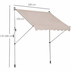 Outsunny 2x1.5m Manual Retractable Patio Awning Floor- To-ceiling Shade Beige -Outsunny store 17859845 2