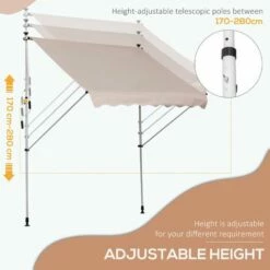 Outsunny 2x1.5m Manual Retractable Patio Awning Floor- To-ceiling Shade Beige -Outsunny store 17859845 4