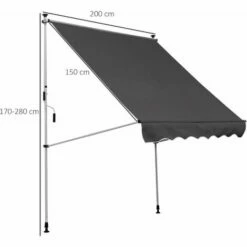 Outsunny 2x1.5m Manual Retractable Patio Awning Floor- To-ceiling Shade - Grey 3 Outsunny 2x1.5m Manual Retractable Patio Awning Floor- To-ceiling Shade - Grey -Outsunny store 17859848 2