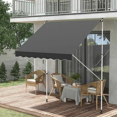 Outsunny 2x1.5m Manual Retractable Patio Awning Floor- to-ceiling Shade - Grey Outsunny 2x1.5m Manual Retractable Patio Awning Floor- To-ceiling Shade - Grey -Outsunny store 17859848 3