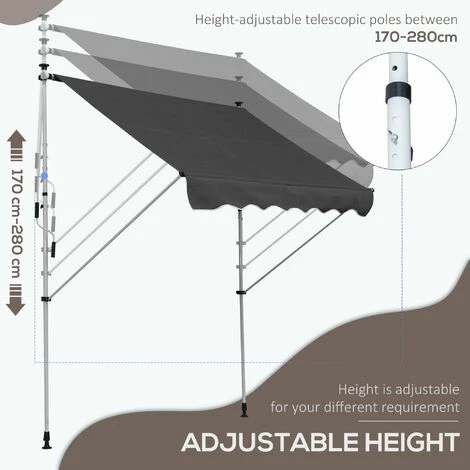 Outsunny 2x1.5m Manual Retractable Patio Awning Floor- to-ceiling Shade - Grey Outsunny 2x1.5m Manual Retractable Patio Awning Floor- To-ceiling Shade - Grey -Outsunny store 17859848 5