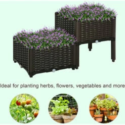 Outsunny 2-piece Elevated Flower Bed Vegetable Herb Planter Plastic, Brown 10 Outsunny 2-piece Elevated Flower Bed Vegetable Herb Planter Plastic, Brown -Outsunny store 17859886 4