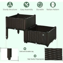 Outsunny 2-piece Elevated Flower Bed Vegetable Herb Planter Plastic, Brown 11 Outsunny 2-piece Elevated Flower Bed Vegetable Herb Planter Plastic, Brown -Outsunny store 17859886 5