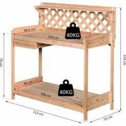 Outsunny Outdoor Wood Potting Table Garden Plant W/ Drawer, Hook, Slatted Shelf -Outsunny store 17859900 2