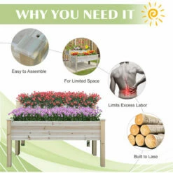 Outsunny 2-Piece Solid Fir Wood Plant Raised Bed Flower Vegetable Herb Grow Box Stand Garden Step Planter Stand Free Combination -Outsunny store 17859903 4