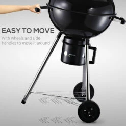 Outsunny Freestanding Charcoal BBQ Grill Portable Cooking Smoker Cooker W/ Wheels -Outsunny store 17859918 4