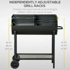 Outsunny Trolley Portable Outdoor Charcoal BBQ Grill Cart 2 Rolling Wheels Black -Outsunny store 17859929 4