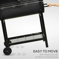 Outsunny Trolley Portable Outdoor Charcoal BBQ Grill Cart 2 Rolling Wheels Black -Outsunny store 17859929 5