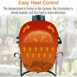 Outsunny Charcoal Grill Cast Iron BBQ Cooking Smoker Standing Smoker Heat Control Black -Outsunny store 17859933 5