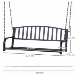 Outsunny Outsuny Porch Swing Metal 2 Person Seating Heavy Duty Black Vintage Furniture -Outsunny store 17859949 2