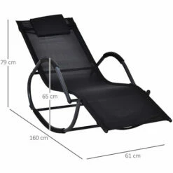 Outsunny Patio Rocking Lounge Chair Zero Gravity Chaise W/ Padded Pillow Black -Outsunny store 17859953 2