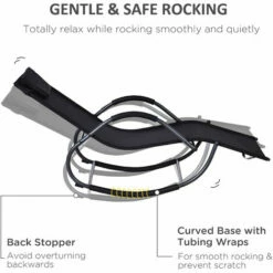 Outsunny Patio Rocking Lounge Chair Zero Gravity Chaise W/ Padded Pillow Black -Outsunny store 17859953 5