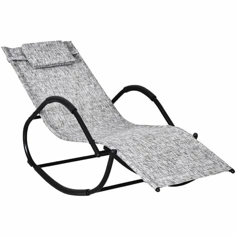 Outsunny Patio Rocking Lounge Chair Zero Gravity Chaise w/ Padded Pillow Grey Outsunny Patio Rocking Lounge Chair Zero Gravity Chaise W/ Padded Pillow Grey -Outsunny store 17859957 1