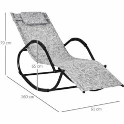 Outsunny Patio Rocking Lounge Chair Zero Gravity Chaise W/ Padded Pillow Grey 3 Outsunny Patio Rocking Lounge Chair Zero Gravity Chaise W/ Padded Pillow Grey -Outsunny store 17859957 2