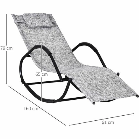 Outsunny Patio Rocking Lounge Chair Zero Gravity Chaise w/ Padded Pillow Grey Outsunny Patio Rocking Lounge Chair Zero Gravity Chaise W/ Padded Pillow Grey -Outsunny store 17859957 2