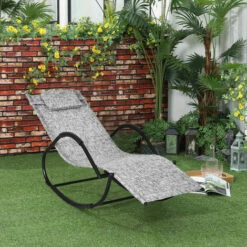 Outsunny Patio Rocking Lounge Chair Zero Gravity Chaise W/ Padded Pillow Grey 4 Outsunny Patio Rocking Lounge Chair Zero Gravity Chaise W/ Padded Pillow Grey -Outsunny store 17859957 3