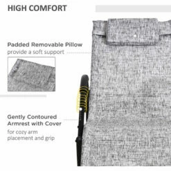 Outsunny Patio Rocking Lounge Chair Zero Gravity Chaise W/ Padded Pillow Grey 5 Outsunny Patio Rocking Lounge Chair Zero Gravity Chaise W/ Padded Pillow Grey -Outsunny store 17859957 4