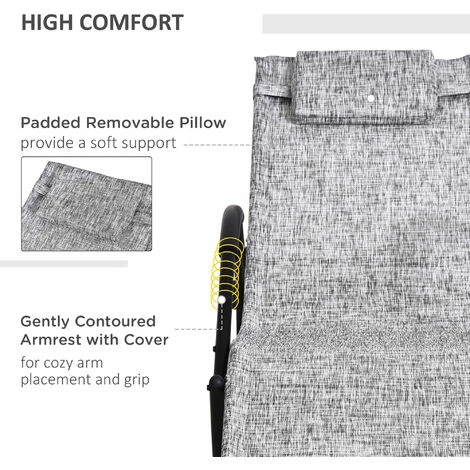 Outsunny Patio Rocking Lounge Chair Zero Gravity Chaise w/ Padded Pillow Grey Outsunny Patio Rocking Lounge Chair Zero Gravity Chaise W/ Padded Pillow Grey -Outsunny store 17859957 4