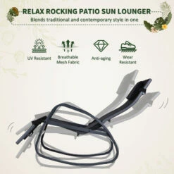 Outsunny Patio Adjust Lounge Chair Rocker Outdoor W/ Pillow, Footrest- Black 5 Outsunny Patio Adjust Lounge Chair Rocker Outdoor W/ Pillow, Footrest- Black -Outsunny store 17859960 4