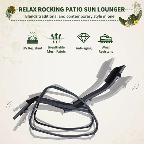 Outsunny Patio Adjust Lounge Chair Rocker Outdoor w/ Pillow, Footrest- Black Outsunny Patio Adjust Lounge Chair Rocker Outdoor W/ Pillow, Footrest- Black -Outsunny store 17859960 4