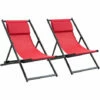 Outsunny 2Pcs Texteline Chaise Lounge Recliner Chair Adjust Lounger Patio Red -Outsunny store 17859971 1