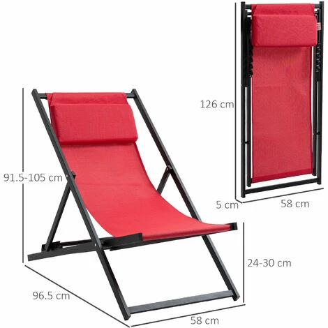 Outsunny 2Pcs Texteline Chaise Lounge Recliner Chair Adjust Lounger Patio Red Outsunny 2Pcs Texteline Chaise Lounge Recliner Chair Adjust Lounger Patio Red -Outsunny store 17859971 2